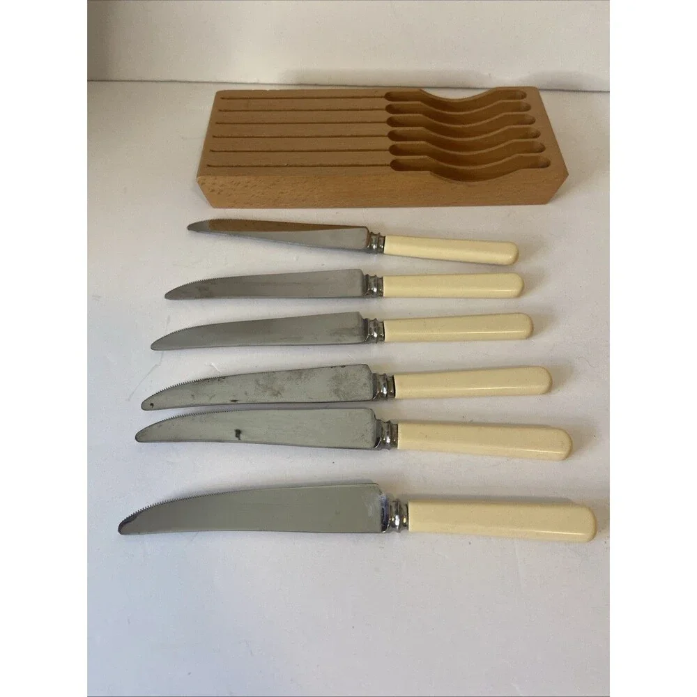 Gimbel Brothers  Stainless Sheffield England  Vintage Knife Set With Holder